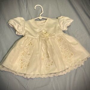 Elegant White Baby Dress with Lace Details